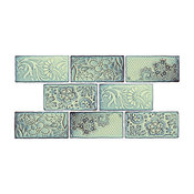 3"x6" Antiguo Feelings Ceramic Wall Tiles, Set of 8, Aqua Marina