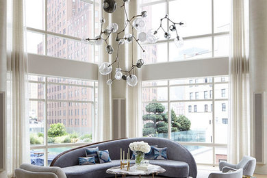 Example of a trendy living room design in New York