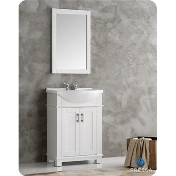 Hartford 24" White Traditional Bathroom Vanity, Mirror Included