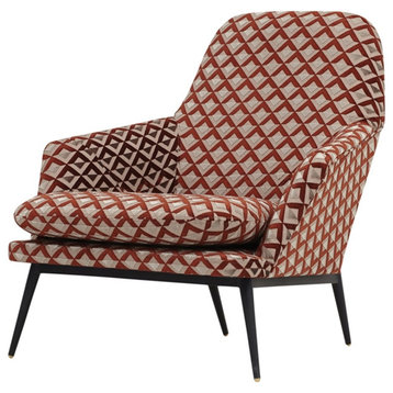 Enza Home Arte Metal & Polyester Fabric Armchair in Orange/Black