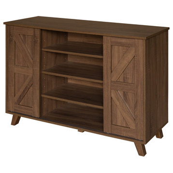 Sideboard Storage Cabinet Brown Walnut Finish