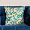 Marlin Vines Blue, Cream Floral Luxury Throw Pillow Double Sided, 26"x26"
