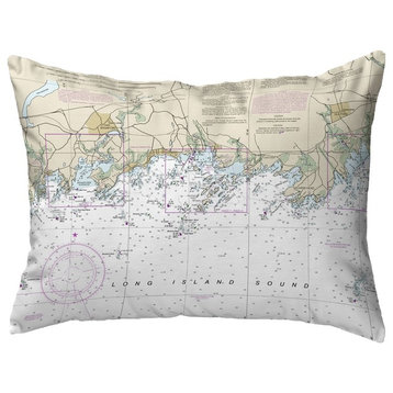 Betsy Drake Long Island Sound, NY Nautical Map Noncorded Indoor/Outdoor Pillow