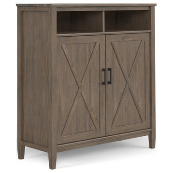 Ela Solid Wood Medium Storage Cabinet, Smoky Brown