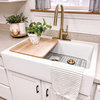 Parker Crisp White Fireclay 34" Single Bowl Workstation Kitchen Sink