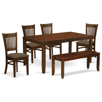 East West Furniture Lynfield 6-piece Wood Dining Room Set in Espresso