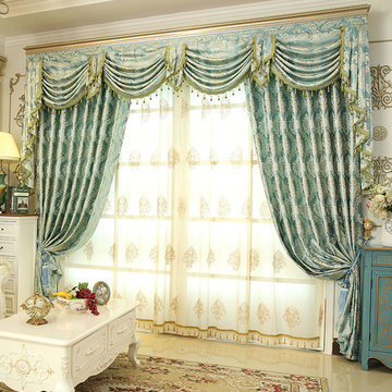Living Room Luxury blue Valance Curtains