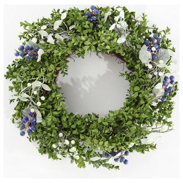 Safavieh Faux 24" Boxwood and Berry Wreath
