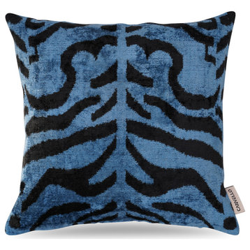 Canvello Luxury Blue Tiger Print Pillow for Couch 16x16 inch