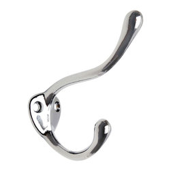 Designers Impressions - Heavy Duty Coat or Hat Hook, Polished Chrome - Wall Hooks