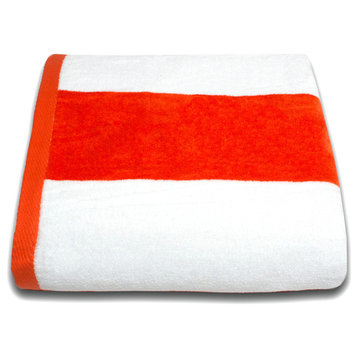 Tropical Cabana 100% Cotton Beach Towel, Orange