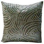 The HomeCentric - Mother Of Pearls Silver Art Silk 18"x18" Pillow Case, Pearl Nostalgia - Pearl Nostalgia is an exclusive 100% handmade decorative pillow cover designed and created with intrinsic detailing. A perfect item to decorate your living room, bedroom, office, couch, chair, sofa or bed. The real color may not be the exactly same as showing in the pictures due to the color difference of monitors. This listing is for Single Pillow Cover only and does not include Pillow or Inserts.