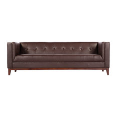 Deep Sofas Houzz Karl Harrison Midcentury Modern Premium Aniline Leather Loft Sofa Deep Brown Sofas