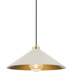 Hudson Valley Lighting - Clivedon 1 Light Pendant, Aged Brass White - This classic metal shade design feels special with fresh finish combinations and  sleek, heritage-inspired details. The contrastiing Aged Brass accents and modern gooseneck arm allow the pendants and sconce an updated, yet classic feel.  The tapered shade over a five-light candelabra give the chandelier new traditional appeal. Each fixture features an Aged Brass or Polished Nickel shade that is metal on the inside and painted Off-White, Distressed Brass or Bird Blue on the outside. Part of our Mark D. Sikes collection.