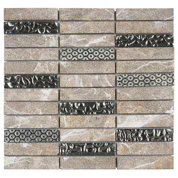 Raw Emperador Brown Marble Mosaic Tile Brick Joint Backsplas, 12"x12"