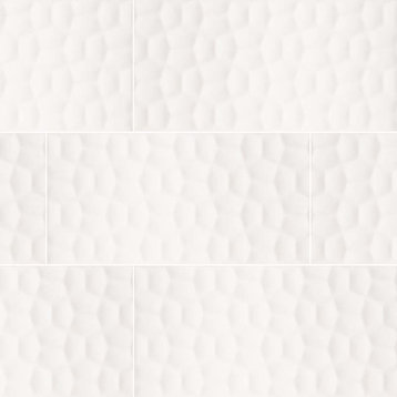 12"x24" Adella Viso White Satin 3D Matte Ceramic Tile, Set of 35