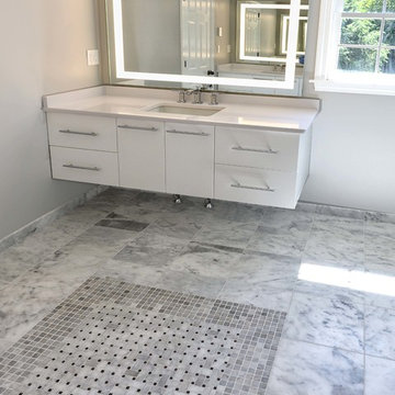 Modern Carrara Marble Bathroom Remodel, Andover, MA