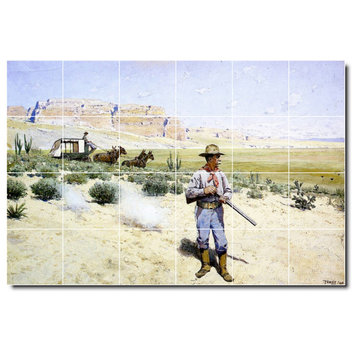 Henry Farny Western Painting Ceramic Tile Mural #102, 25.5"x17"