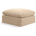 Meridian Furniture - Indulge Upholstered Modular Chair, Beige, Down Stuffed Velvet, Ottoman - Experience ultimate comfort and style with our beige velvet Indulge Ottoman. The luxurious velvet will elevate the aesthetic of any room. This ottoman provides ample space for you to relax while its modular build offers the option of unlimited configurations. Whether you're looking to add a stylish element to your living room or a comfortable seating option to your bedroom, this ottoman is the perfect choice.
