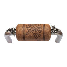 Wine Cabinet Drawer Pulls Houzz Vine Designs Barolo Series Brushed Chrome Handle Espresso Cork Silver G Accents
