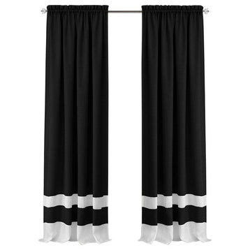 Darcy Rod Pocket Window Curtain Panel, 52"x84", Black/White