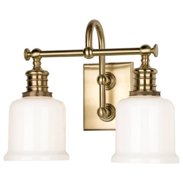 Keswick 2 Light Bathroom Vanity Light, Aged Brass