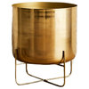 Gold Soho Planter with Detachable Metal Stand, Wide Planter