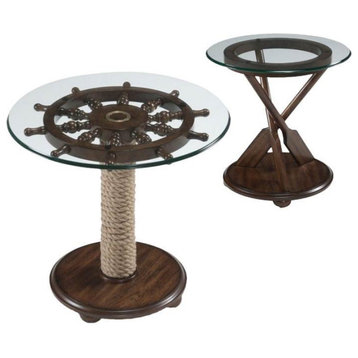 2 Piece Coffee Table and End Table Set in Dark Oak