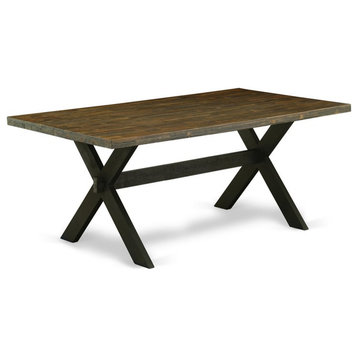 East West Furniture X-Style 40x72" Wood Dining Table in Black/Espresso