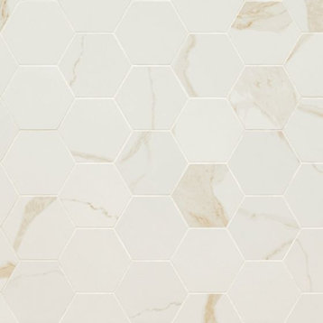Eden Calcatta 3X3 Hexagon Matte Porcelain Mosaic, 4x4 or 6x6 Sample