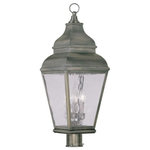 Livex Lighting - Livex Lighting 2606-29 Exeter, 3 Light Outdoor Post Top Lantern, Pewter/Silver - Finished in vintage pewter with clear water glass,Exeter 3 Light Outdo Vintage Pewter Clear *UL: Suitable for wet locations Energy Star Qualified: n/a ADA Certified: n/a  *Number of Lights: 3-*Wattage:60w Candelabra Base bulb(s) *Bulb Included:No *Bulb Type:Candelabra Base *Finish Type:Vintage Pewter