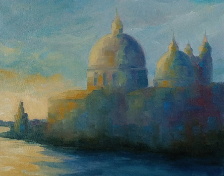 SOLD Santa Maria della Salute, Sunrise 16x20, framed