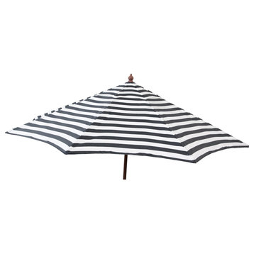 Euro 9Ft Umbrella Black/White Stripe, Patio Pole