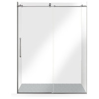 ALEKO GSD01 Glass Sliding Shower Door, Brushed Nickel, 60"x76"