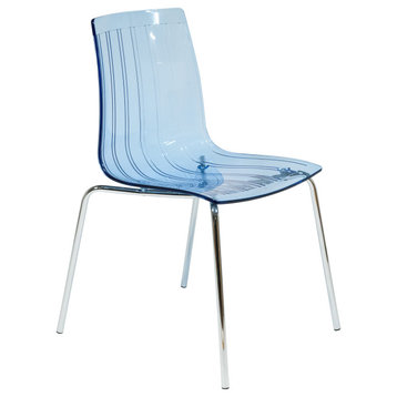 LeisureMod Ralph Dining Chair, Transparent Blue Transparent Blue