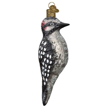 Old World Christmas Vintage Hairy Woodpecker Blown Glass Ornament