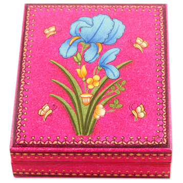 Novica Handmade Pink Valley Decorative Papier Mache Box