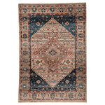 Jaipur - Jaipur Myriad Elizar Myd08 Traditional Rug, Blush and Dark Blue, 9'6"x12'7" - Inspired by the vintage perfection of sun-bathed Turkish designs, the Myriad collection is warm and inviting with faded yet moody hues. The Elizar rug boasts a romantically distressed center medallion in contemporary tones of dusty pink, deep blue, and taupe with ivory fringe trim for added texture and antique allure. This power-loomed rug features a plush and durable blend of polyester and polypropylene, lending the ideal accent to high-traffic spaces.