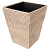 Artifacts Rattan™ Square Tapered Waste Basket with Metal Liner, White Wash