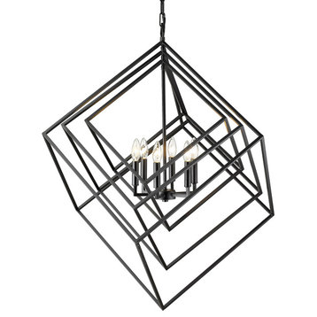Z-Lite 457-6 Euclid 6 Light 36"W Nested Cube Chandelier - Matte Black