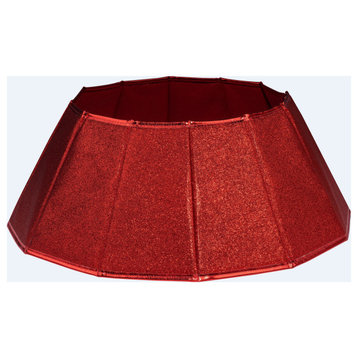 26.75" Shiny Red Fabric Hexagonal Christmas Tree Collar