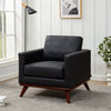 LeisureMod Chester Mid-Century Modern Faux Leather Accent Arm Chair, Black