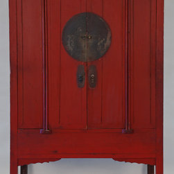 Antique Chinese Red Lacquered Wedding Cabinet - Armoires And Wardrobes