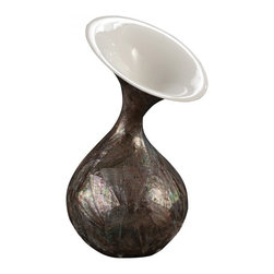 www.essentialsinside.com: mother of pearl shell & glossy cream lacquer wood vase - Vases