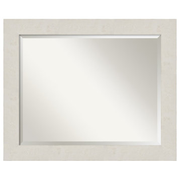 Rustic Plank White Beveled Wall Mirror - 33.5 x 27.5 in.