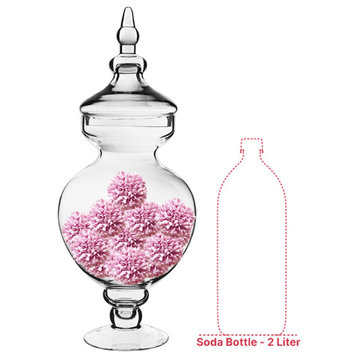 Glass Apothecary Jar Candy Buffet Container H-14.75"  D-6.5" Set of 1, Open D-5.75" Body D-7.5" H-21.5", Set of 4