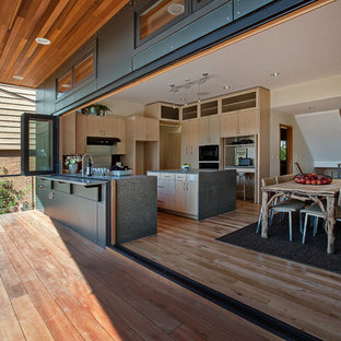 75 Beautiful Kitchen With Recycled Glass Countertops And Red