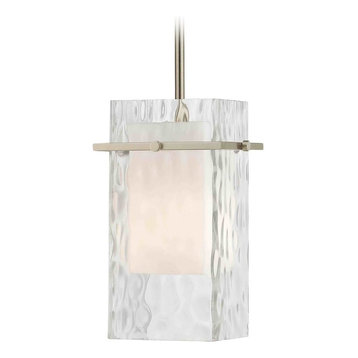 Satin Nickel Mini-Pendant Light with Water Glass