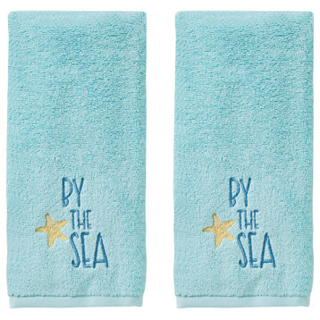 SKL Home Ocean Watercolor Hand Towel, 2-Pack, Blue