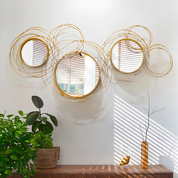 Luxury Creative Gold Sun Metal Wall Mirror Decor Art